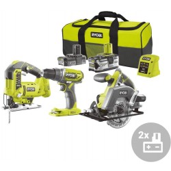 RYOBI Aku kombo sada nářadí R18DDJSCSP-242S, 18V, 3ks