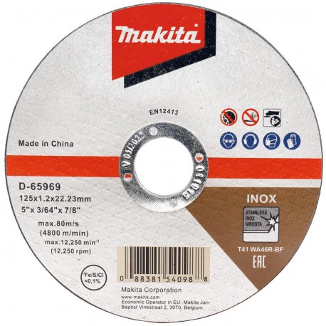 MAKITA D-65969-12 řezný kotouč 125x1.0x22.23 nerez bal 12ks