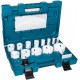 MAKITA D-63993 sada děrovek BiM (se závitem) 16,19, 22, 25, 32, 35, 37, 44, 51, 54, 57 a 68 mm + 2x adaptér + 2x st