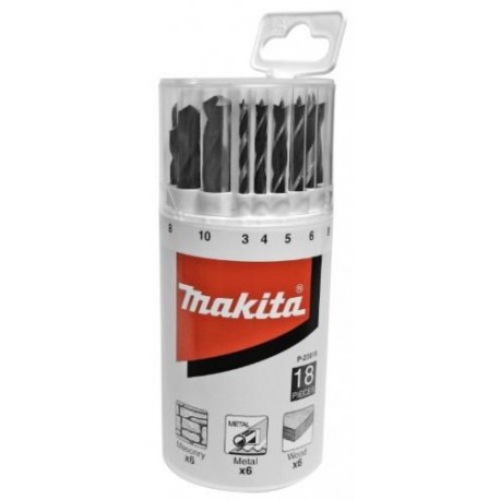 MAKITA P-23818 sada vrtáků do kovu/dřeva/zdiva 3-10mm (po 1), 18ks