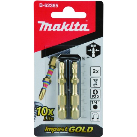MAKITA B-62365 Impact GOLD super slim torsní bit PZ2-50mm 2pcs
