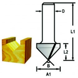 MAKITA D-47911 Drážkovací fréza tvaru V stopka 12 mm,12,7x12,7x54 mm