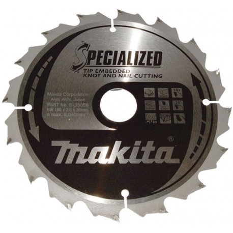 MAKITA B-33059 kotouč pilový dřevo SPECIALIZED se zapuštěnými zuby 190x2x30mm 16Z , old B-09357