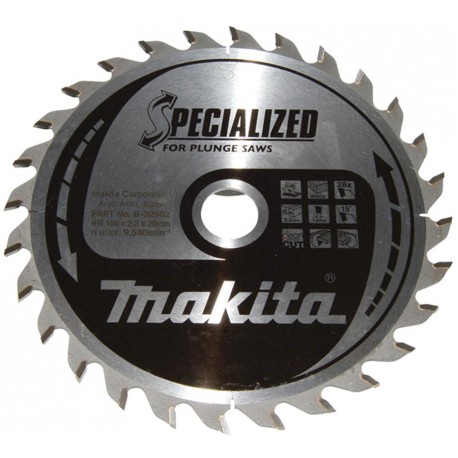 MAKITA B-32982 kotouč pilový dřevo SPECIALIZED 160x2.2x20mm 28Z pro ponorné pily , old B-09260