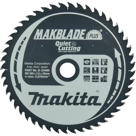 MAKITA B-33495 kotouč pilový dřevo MAKBLADEplus 260x2.8x30mm 48Z , old B-09824