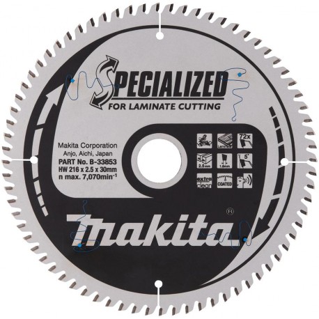 MAKITA B-33853 kotouč pilový lamino SPECIALIZED 216x2.5x30mm 72Z , old B-29474