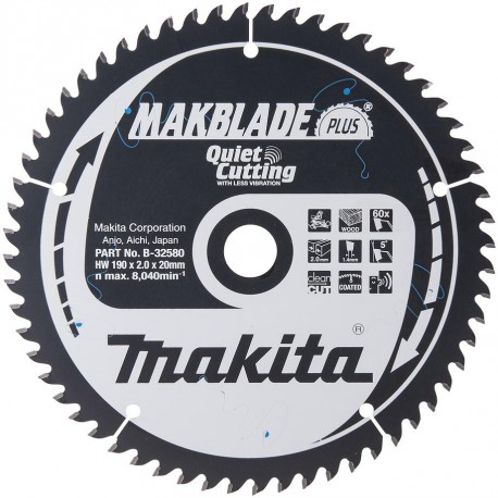 MAKITA B-32580 kotouč pilový dřevo MAKBLADEplus 190x2x20mm 60Z , old B-08757