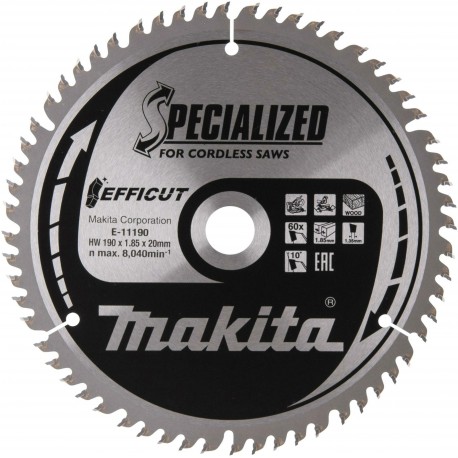 MAKITA E-11190 kotouč pilový dřevo Efficut 190x1.85x20mm 60Z , old E-11162