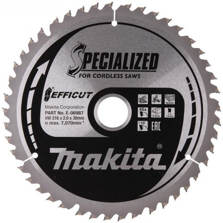 MAKITA E-06987 kotouč pilový dřevo Efficut 216x2x30mm 45Z , old E-06971