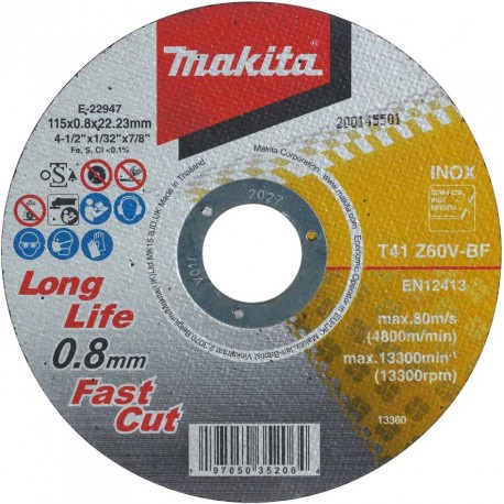 MAKITA E-22947-12 kotouč řezný nerez 115x0.8x22.23mm,12 ks,oldE-10861-12