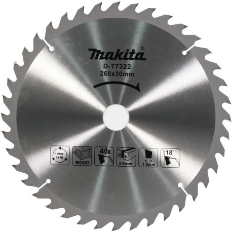 MAKITA D-77322 kotouč pilový dřevo MAKBLADEplus 260x2.6x30mm 40Z , old B-08654,oldD-65377,oldD-74077