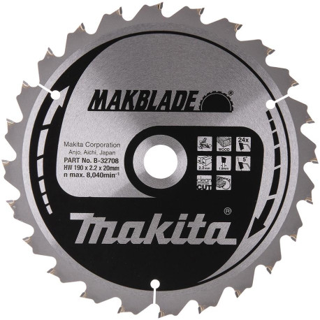 MAKITA B-32708 kotouč pilový dřevo MAKBLADE 190x2.2x20mm 24Z , old B-08894