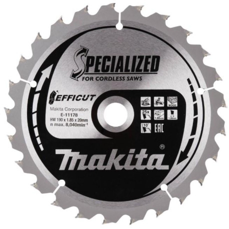 MAKITA E-11178 kotouč pilový dřevo Efficut 190x1.85x20mm 25Z , old E-11140