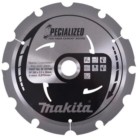 MAKITA B-33700 kotouč pilový PCD na vláknocementové desky 260x30mm 6Z