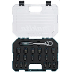 MAKITA E-30069 sada nástrčných klíčů čtyřhran 1/2" IMPACT BLACK 19 ks v plastové krabičce STOP