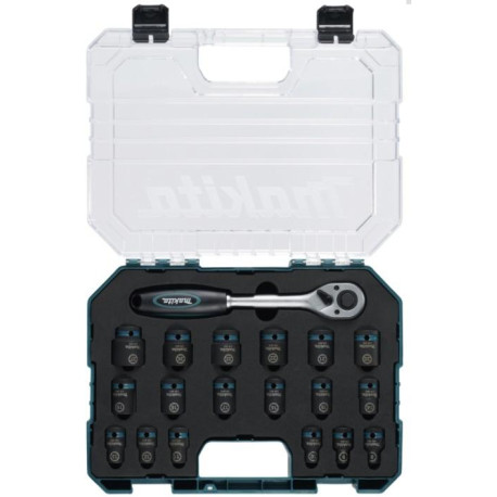 MAKITA E-30069 sada nástrčných klíčů čtyřhran 1/2" IMPACT BLACK 19 ks v plastové krabičce STOP
