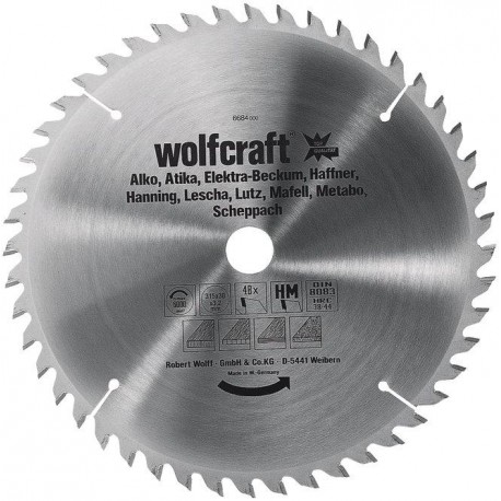 Wolfcraft Wolfcraft pilovový kotouč pro cirkulárky jemné, čisté řezy ø315x30 Z48 6684000